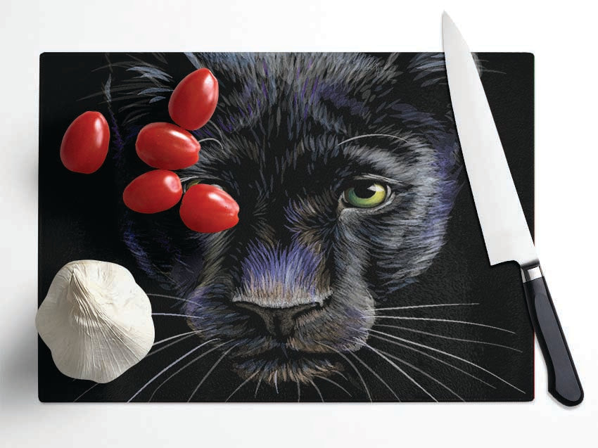 The Black Panther Face Glass Chopping Board