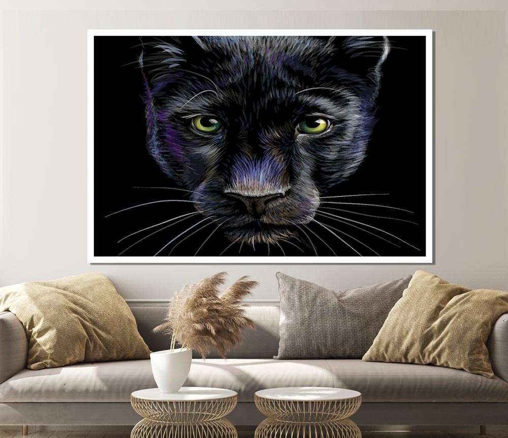 The Black Panther Face Print Poster Wall Art