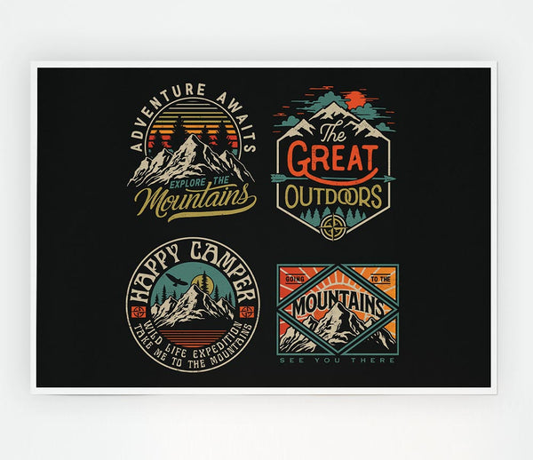 The Camping Crests Print Poster Wall Art