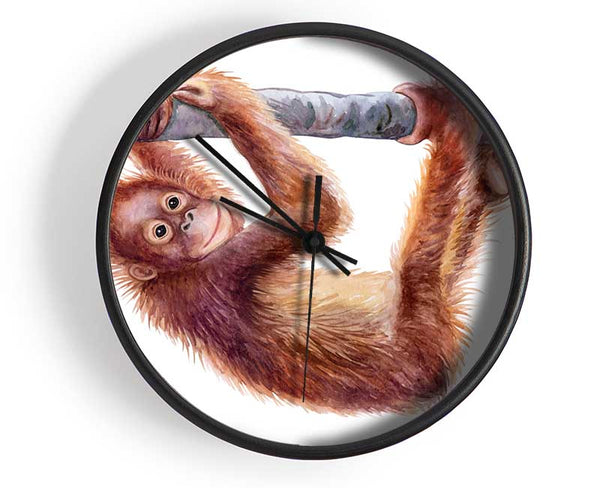 Hanging On A Branch Orangutan Clock - Wallart-Direct UK