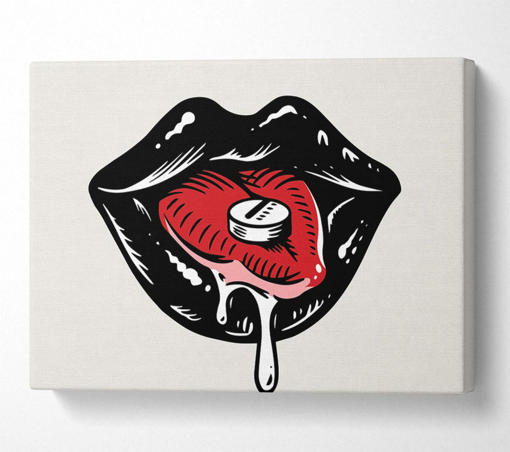 Picture of Black Lips Pill Canvas Print Wall Art