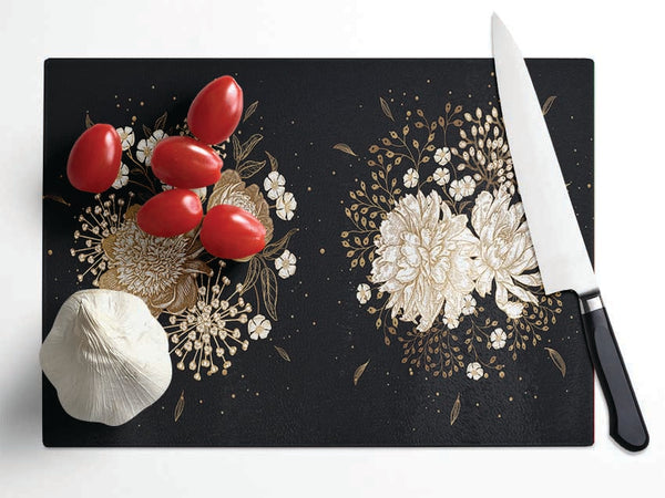 Two Clusters Of Flowers Glass Chopping Board