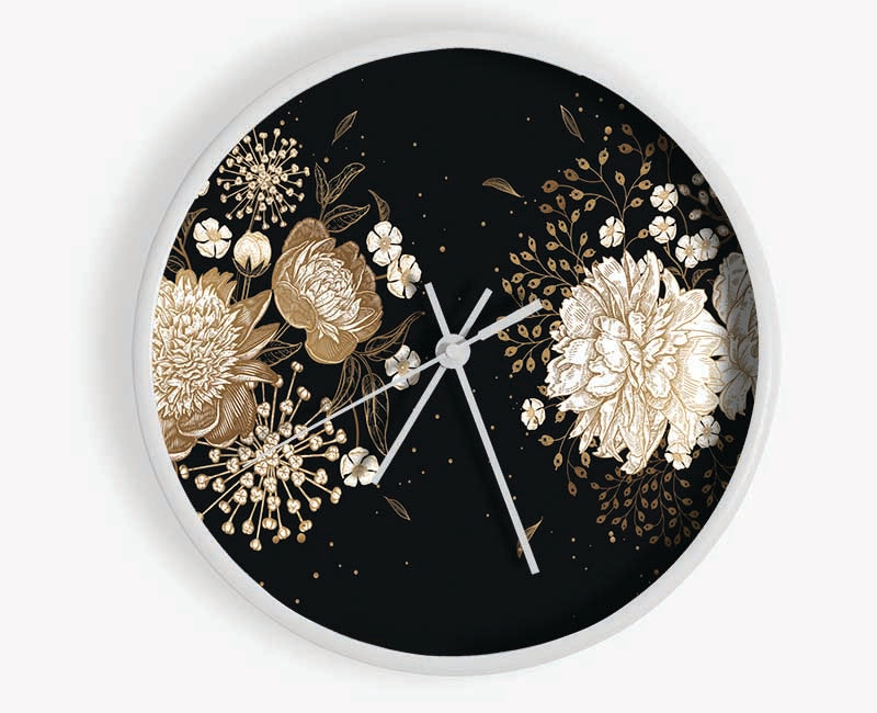Two Clusters Of Flowers Clock - Wallart-Direct UK