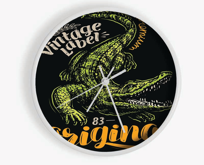 Vintage Label Croc Clock - Wallart-Direct UK