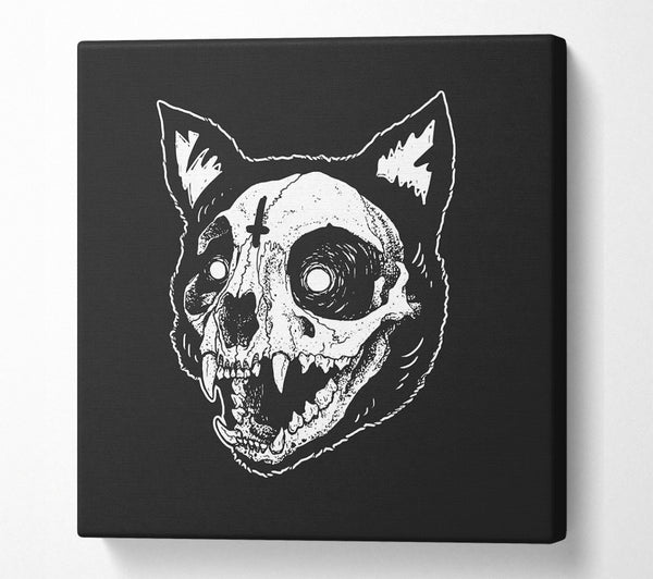 A Square Canvas Print Showing The Inverted Cross Cat Square Wall Art