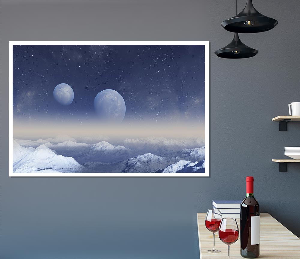 The Two Moons Meet Print Poster Wall Art