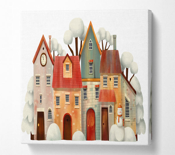 A Square Canvas Print Showing Stack Of Houses Square Wall Art