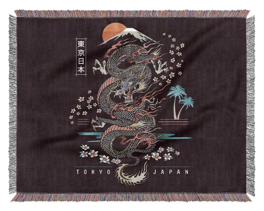 Japanese Dragon Flies Woven Blanket