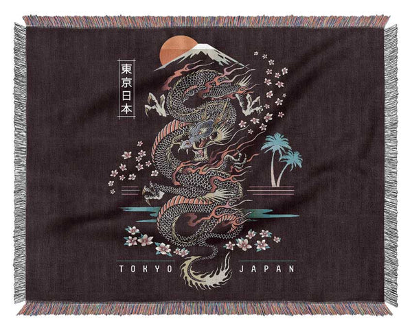Japanese Dragon Flies Woven Blanket