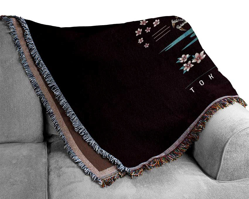 Japanese Dragon Flies Woven Blanket