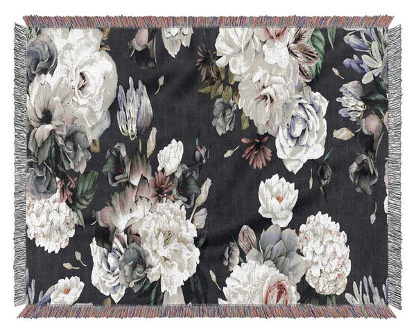 Flowers On Grey Woven Blanket