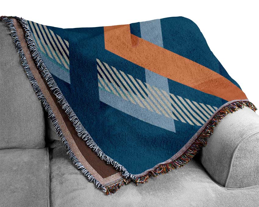 Modern Orange Direction Woven Blanket