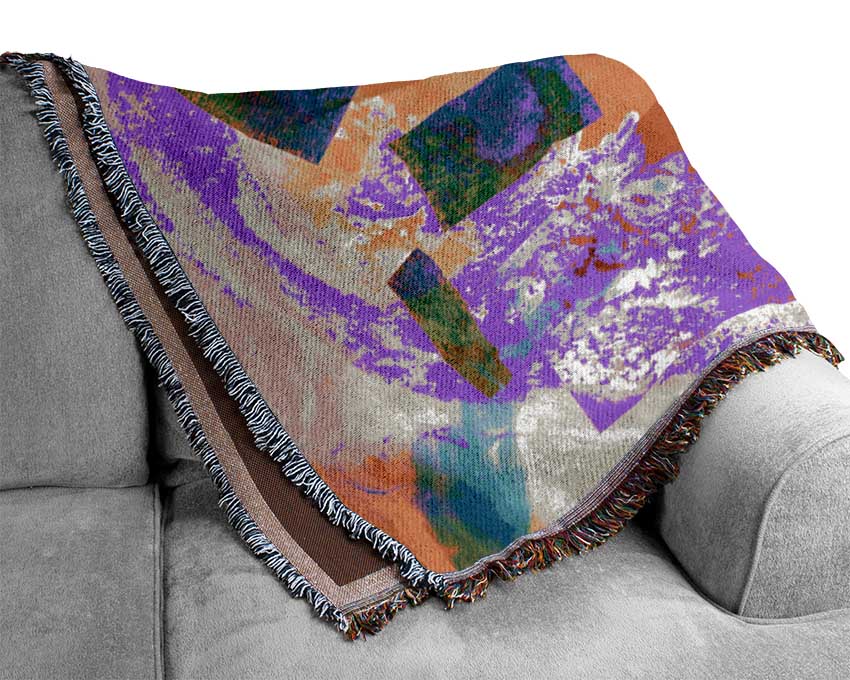 Neon Shapes In Paint Woven Blanket
