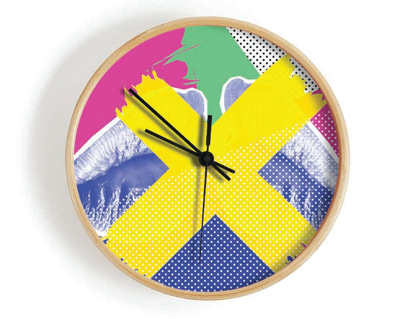 The Cross Lips Yellow Clock - Wallart-Direct UK