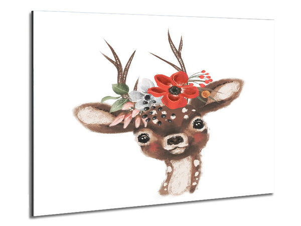 The Little Floral Deer Metal Print