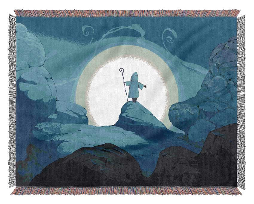 Wizard On The Mountain Top Woven Blanket