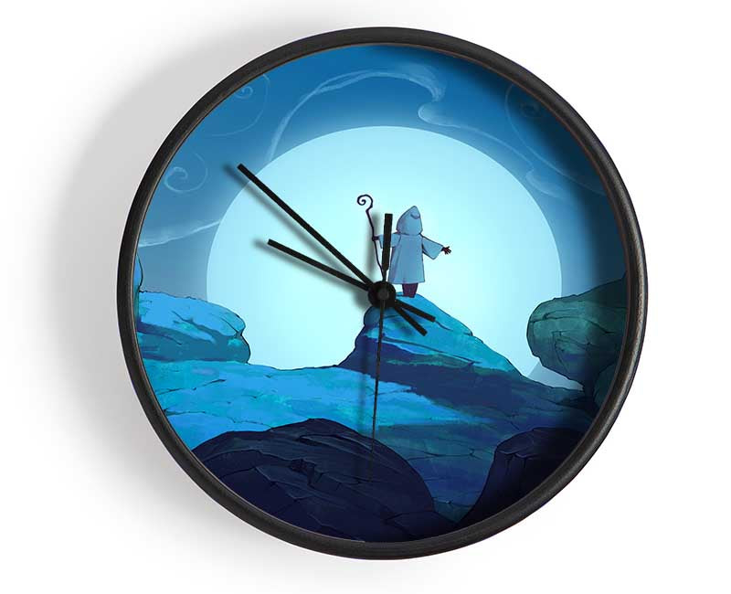 Wizard On The Mountain Top Clock - Wallart-Direct UK