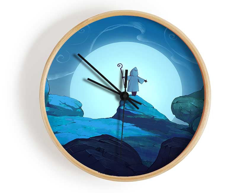 Wizard On The Mountain Top Clock - Wallart-Direct UK