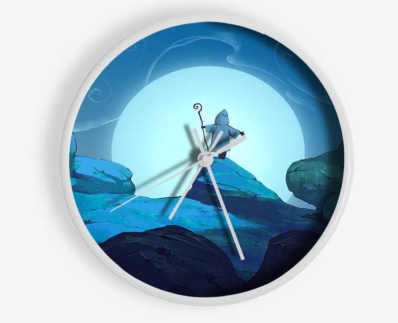 Wizard On The Mountain Top Clock - Wallart-Direct UK