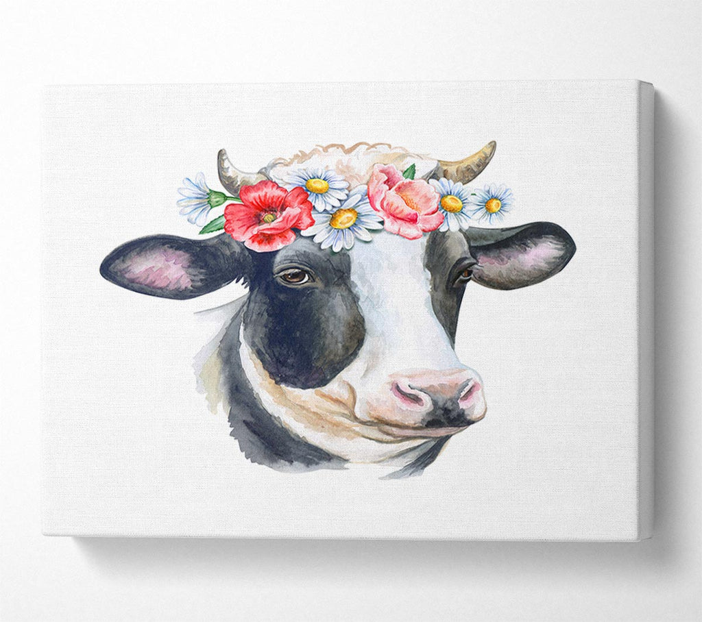 Picture of Flower Girl Cow Canvas Print Wall Art