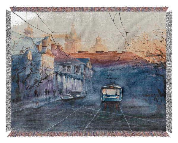 The Train Coming Through The Station Woven Blanket