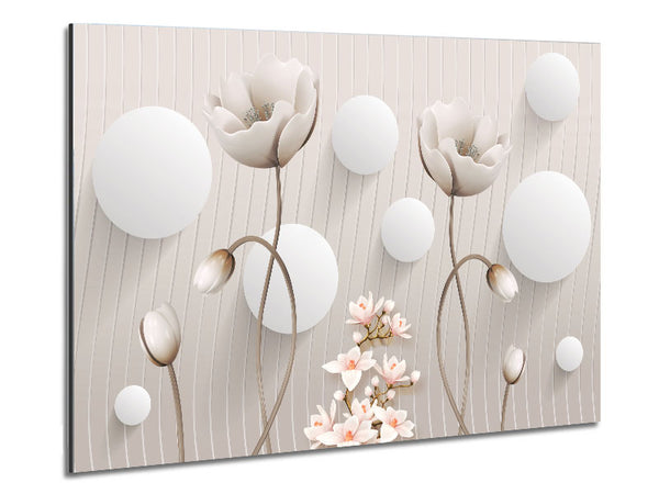 White Flower Circles Metal Print