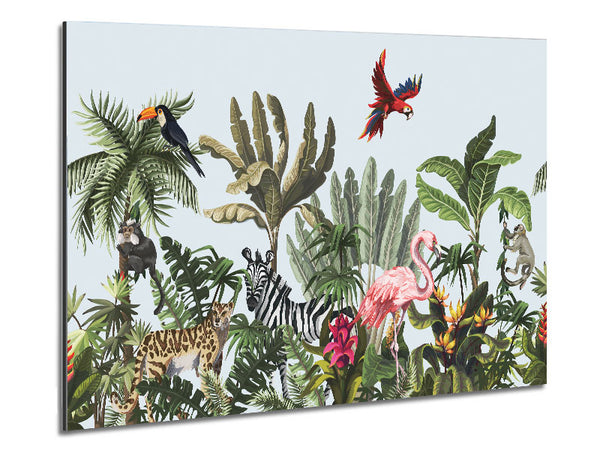 Jungle Paradise Animals Metal Print