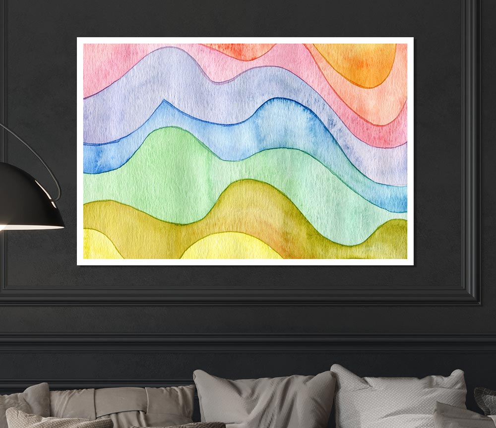 Flow Of The Colour Water Print Poster Wall Art