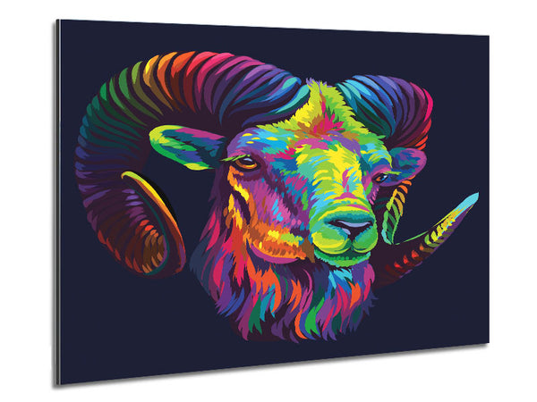 The Horned Goat Vibrant Metal Print