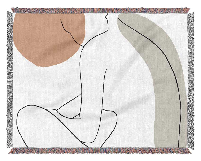 The Sitting Woman Line Drawing Woven Blanket