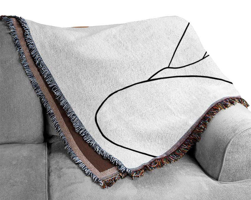 The Sitting Woman Line Drawing Woven Blanket