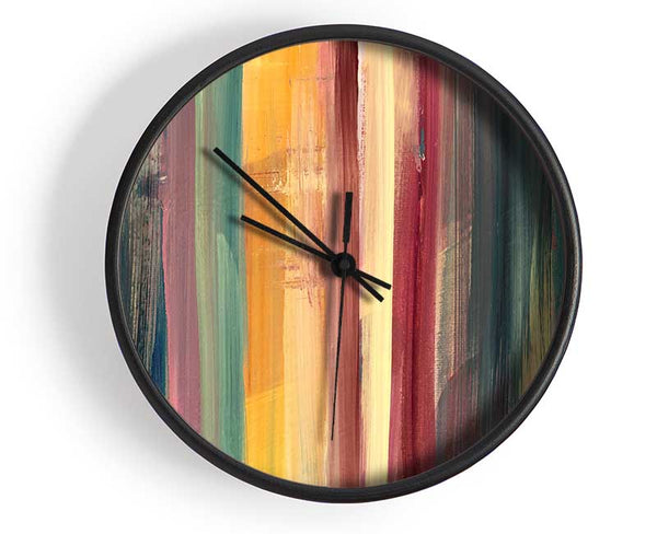 Vertical Colour Drop Lines Clock - Wallart-Direct UK