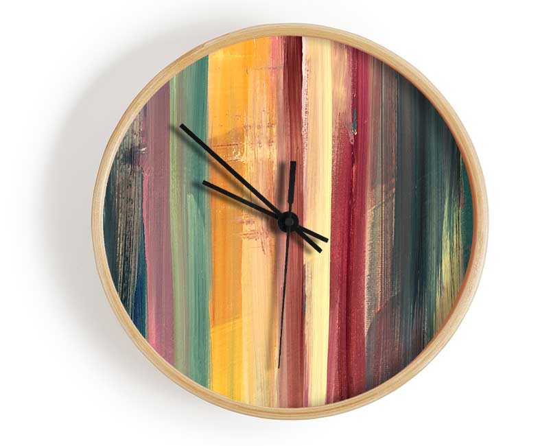 Vertical Colour Drop Lines Clock - Wallart-Direct UK