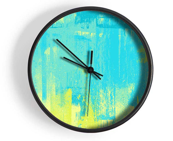 Vivid Blue Aqua Paint Clock - Wallart-Direct UK