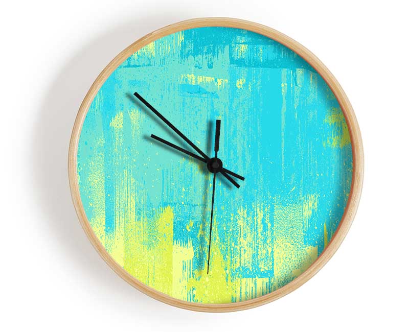 Vivid Blue Aqua Paint Clock - Wallart-Direct UK