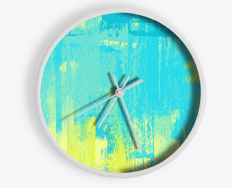 Vivid Blue Aqua Paint Clock - Wallart-Direct UK
