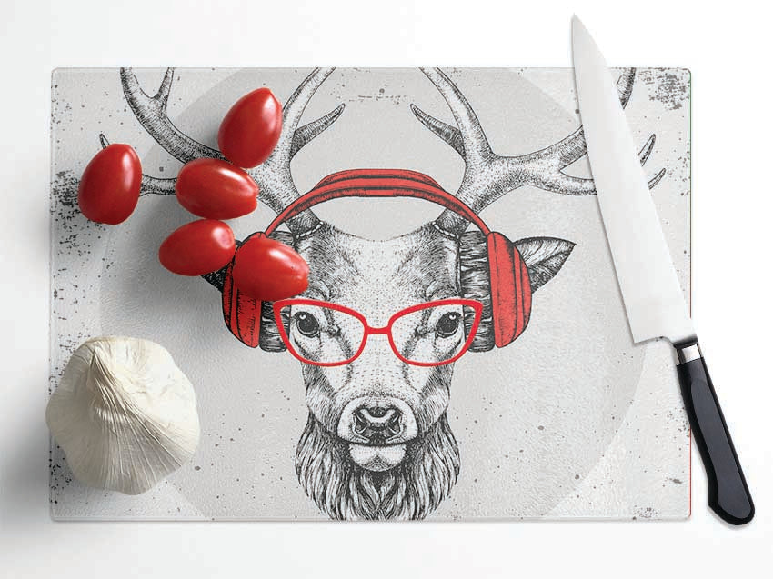 The Stag Headphones Glass Chopping Board