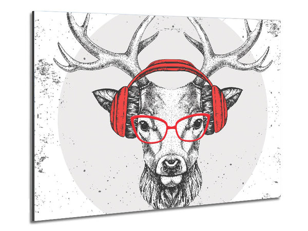 The Stag Headphones Metal Print