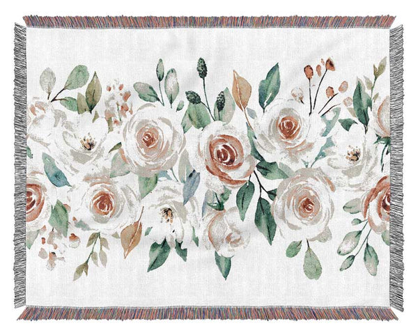 Floral Roses Bouquet Woven Blanket