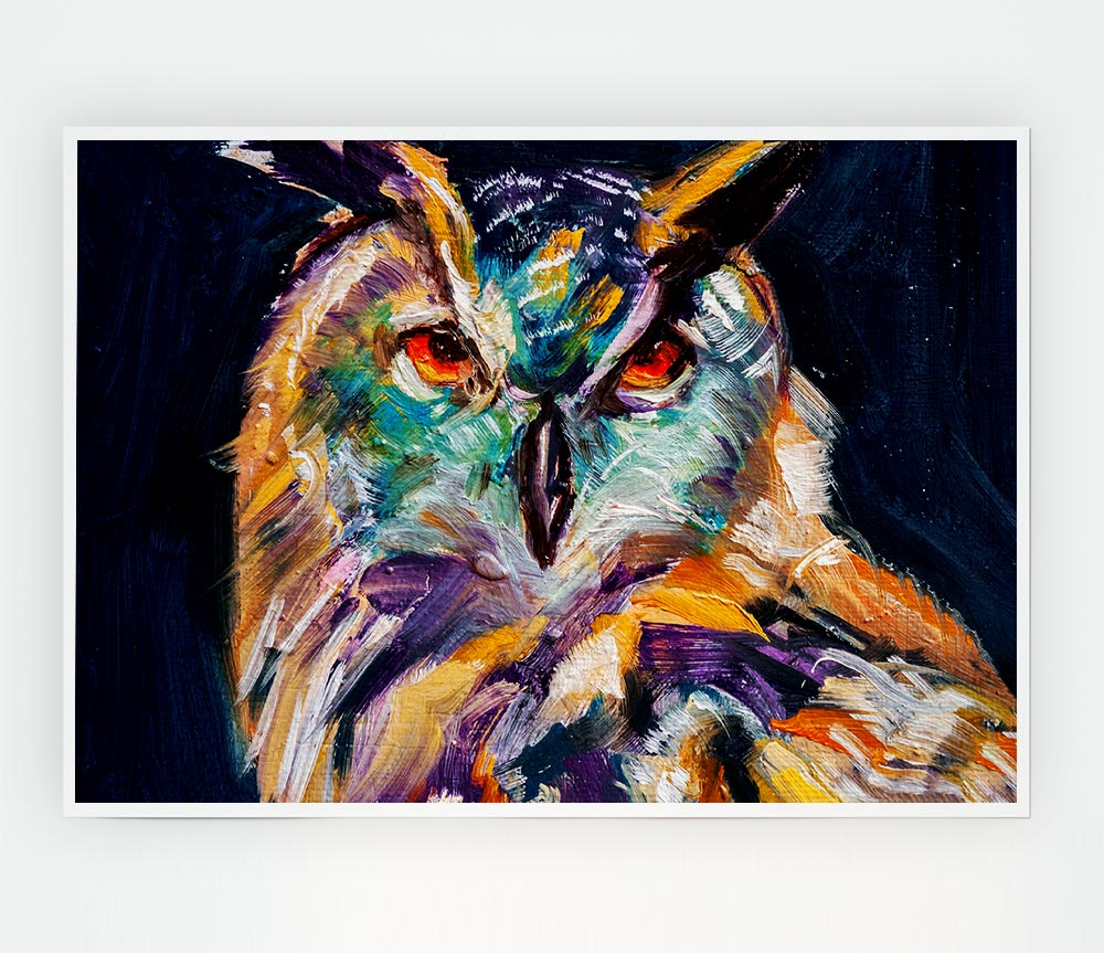The Vivid Owl Stare Print Poster Wall Art