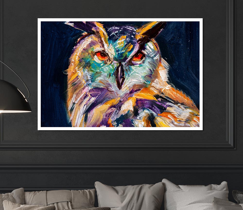 The Vivid Owl Stare Print Poster Wall Art
