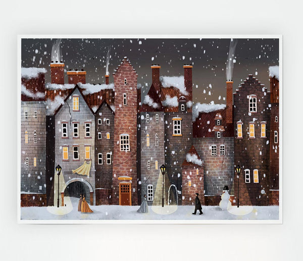 The Snowy Streets Print Poster Wall Art