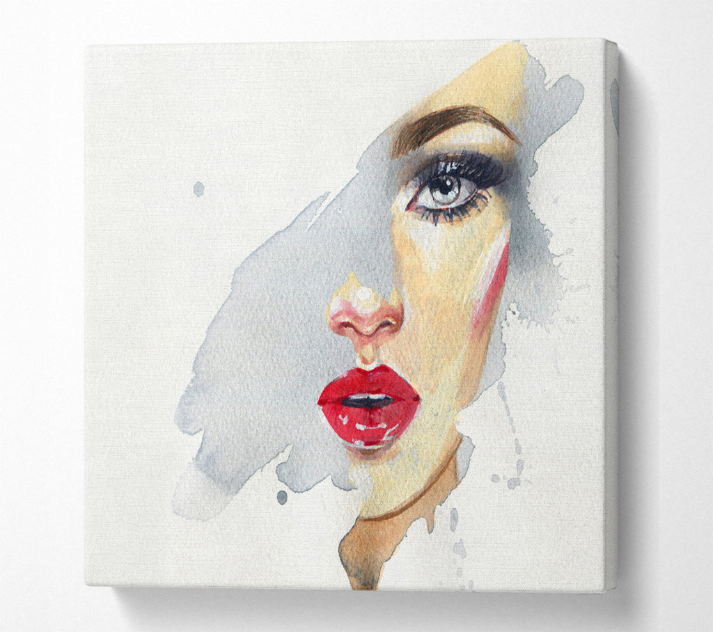 A Square Canvas Print Showing Washed Face Visual Square Wall Art