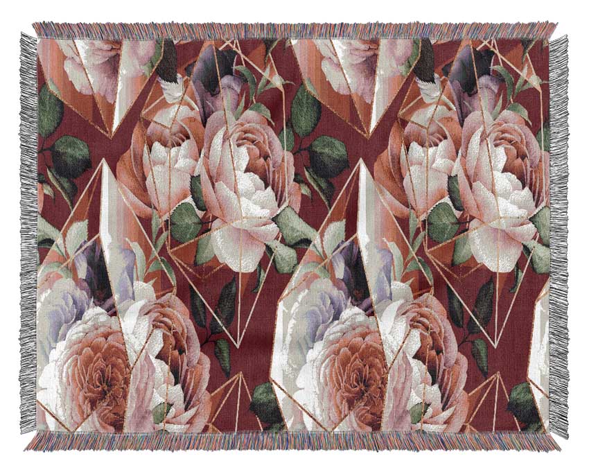 Triangulation Of Roses Woven Blanket