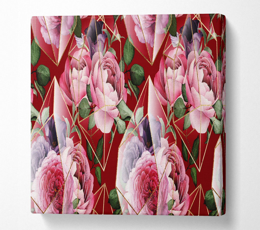 A Square Canvas Print Showing Triangulation Of Roses Square Wall Art