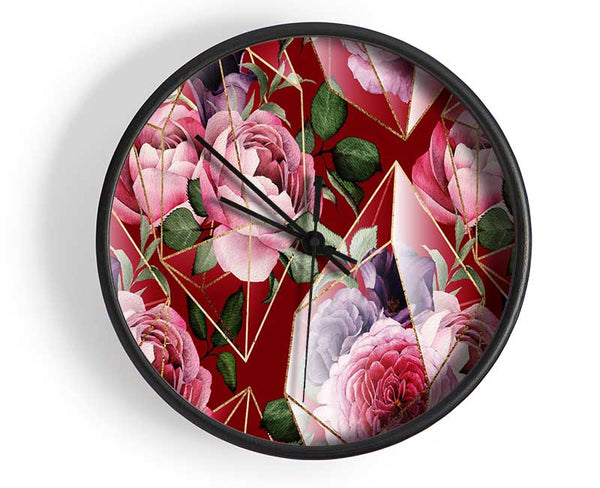 Triangulation Of Roses Clock - Wallart-Direct UK