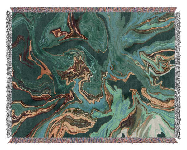 Green Fold To Gold Woven Blanket