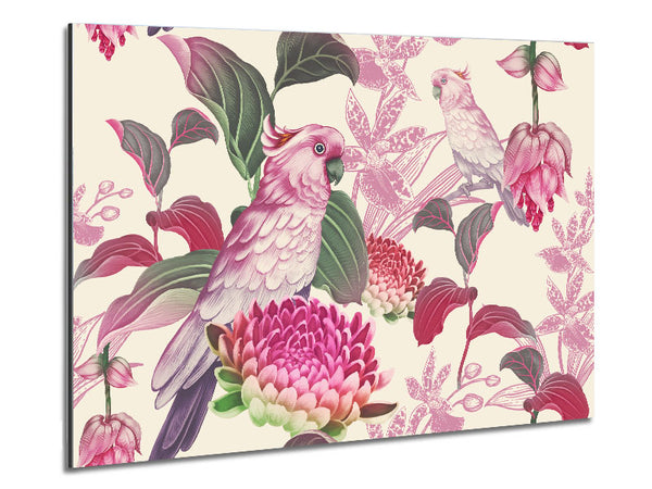 The Parrot Is Of Floral Pattern Metal Print