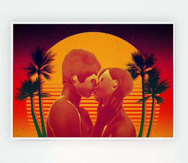 The Sunset Kiss Paradise Print Poster Wall Art