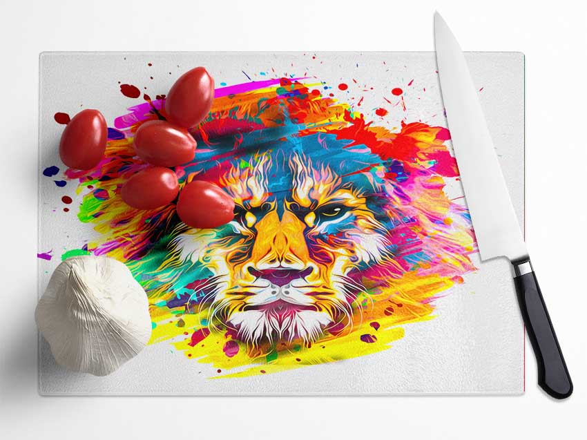 The Lion Splatter Glass Chopping Board